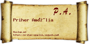 Priher Amélia névjegykártya